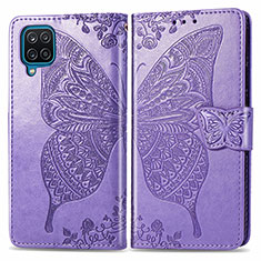 Leather Case Stands Butterfly Flip Cover Holder for Samsung Galaxy A22 4G Clove Purple