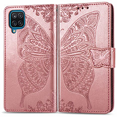 Leather Case Stands Butterfly Flip Cover Holder for Samsung Galaxy A22 4G Pink