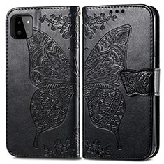 Leather Case Stands Butterfly Flip Cover Holder for Samsung Galaxy A22 5G Black