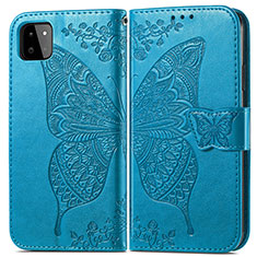 Leather Case Stands Butterfly Flip Cover Holder for Samsung Galaxy A22 5G Blue