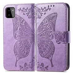 Leather Case Stands Butterfly Flip Cover Holder for Samsung Galaxy A22 5G Clove Purple