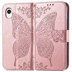 Leather Case Stands Butterfly Flip Cover Holder for Samsung Galaxy A22 5G SC-56B Pink