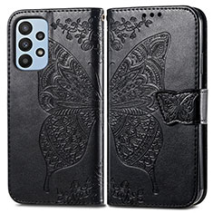 Leather Case Stands Butterfly Flip Cover Holder for Samsung Galaxy A23 4G Black