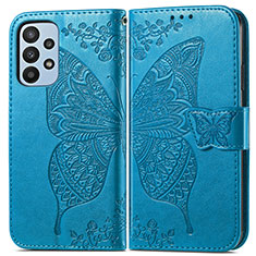 Leather Case Stands Butterfly Flip Cover Holder for Samsung Galaxy A23 4G Blue