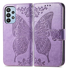 Leather Case Stands Butterfly Flip Cover Holder for Samsung Galaxy A23 4G Clove Purple