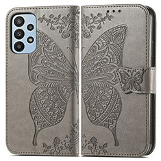 Leather Case Stands Butterfly Flip Cover Holder for Samsung Galaxy A23 4G Gray