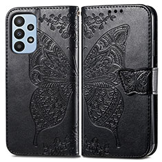 Leather Case Stands Butterfly Flip Cover Holder for Samsung Galaxy A23 5G Black