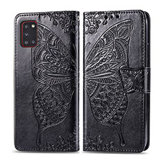 Leather Case Stands Butterfly Flip Cover Holder for Samsung Galaxy A31 Black