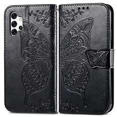 Leather Case Stands Butterfly Flip Cover Holder for Samsung Galaxy A32 4G Black