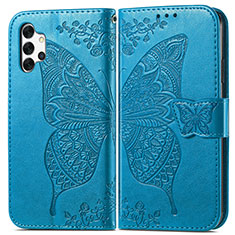 Leather Case Stands Butterfly Flip Cover Holder for Samsung Galaxy A32 4G Blue