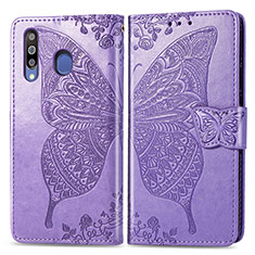 Leather Case Stands Butterfly Flip Cover Holder for Samsung Galaxy A40s Clove Purple