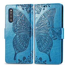 Leather Case Stands Butterfly Flip Cover Holder for Samsung Galaxy A41 SC-41A Blue