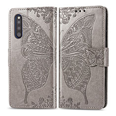 Leather Case Stands Butterfly Flip Cover Holder for Samsung Galaxy A41 SC-41A Gray