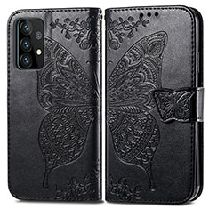 Leather Case Stands Butterfly Flip Cover Holder for Samsung Galaxy A52s 5G Black