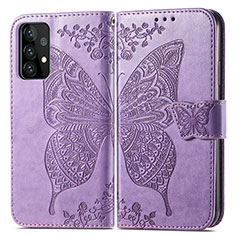 Leather Case Stands Butterfly Flip Cover Holder for Samsung Galaxy A52s 5G Clove Purple