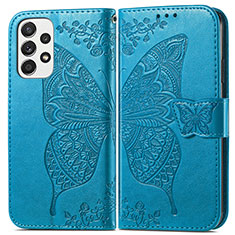 Leather Case Stands Butterfly Flip Cover Holder for Samsung Galaxy A53 5G Blue