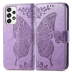 Leather Case Stands Butterfly Flip Cover Holder for Samsung Galaxy A53 5G Clove Purple