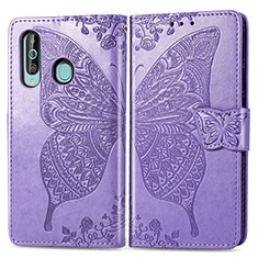 Leather Case Stands Butterfly Flip Cover Holder for Samsung Galaxy A60 Clove Purple