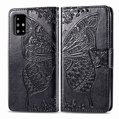 Leather Case Stands Butterfly Flip Cover Holder for Samsung Galaxy A71 4G A715 Black
