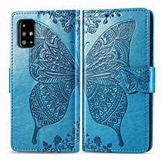 Leather Case Stands Butterfly Flip Cover Holder for Samsung Galaxy A71 4G A715 Blue