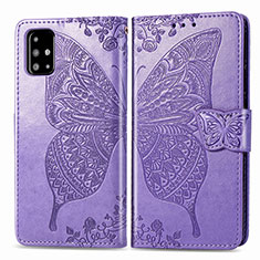 Leather Case Stands Butterfly Flip Cover Holder for Samsung Galaxy A71 4G A715 Clove Purple
