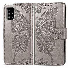 Leather Case Stands Butterfly Flip Cover Holder for Samsung Galaxy A71 4G A715 Gray