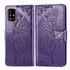 Leather Case Stands Butterfly Flip Cover Holder for Samsung Galaxy A71 4G A715 Purple