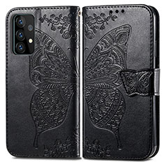 Leather Case Stands Butterfly Flip Cover Holder for Samsung Galaxy A72 4G Black