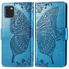 Leather Case Stands Butterfly Flip Cover Holder for Samsung Galaxy A81 Blue