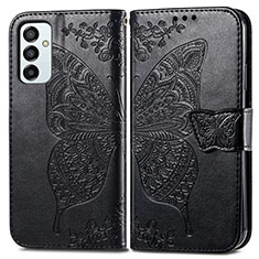 Leather Case Stands Butterfly Flip Cover Holder for Samsung Galaxy F23 5G Black