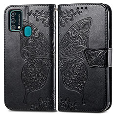 Leather Case Stands Butterfly Flip Cover Holder for Samsung Galaxy F41 Black