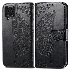 Leather Case Stands Butterfly Flip Cover Holder for Samsung Galaxy F62 5G Black