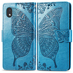 Leather Case Stands Butterfly Flip Cover Holder for Samsung Galaxy M01 Core Blue