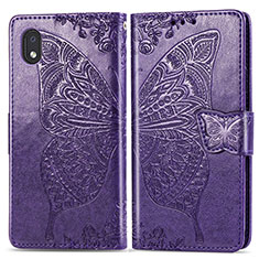 Leather Case Stands Butterfly Flip Cover Holder for Samsung Galaxy M01 Core Purple