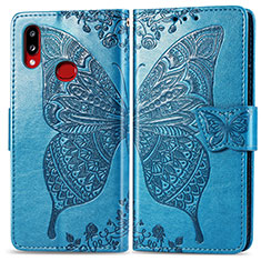 Leather Case Stands Butterfly Flip Cover Holder for Samsung Galaxy M01s Blue