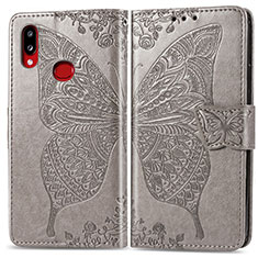 Leather Case Stands Butterfly Flip Cover Holder for Samsung Galaxy M01s Gray