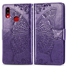 Leather Case Stands Butterfly Flip Cover Holder for Samsung Galaxy M01s Purple