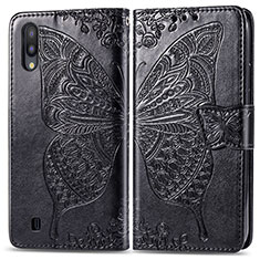 Leather Case Stands Butterfly Flip Cover Holder for Samsung Galaxy M10 Black