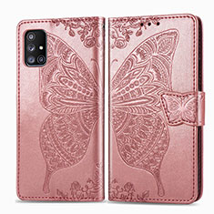Leather Case Stands Butterfly Flip Cover Holder for Samsung Galaxy M40S Pink