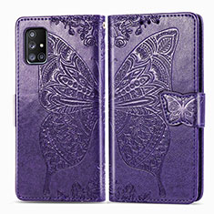 Leather Case Stands Butterfly Flip Cover Holder for Samsung Galaxy M40S Purple