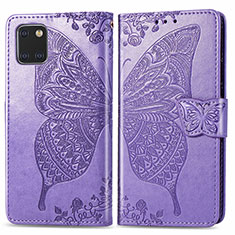 Leather Case Stands Butterfly Flip Cover Holder for Samsung Galaxy Note 10 Lite Clove Purple