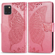 Leather Case Stands Butterfly Flip Cover Holder for Samsung Galaxy Note 10 Lite Hot Pink