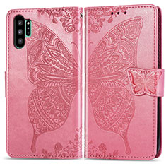 Leather Case Stands Butterfly Flip Cover Holder for Samsung Galaxy Note 10 Plus 5G Hot Pink