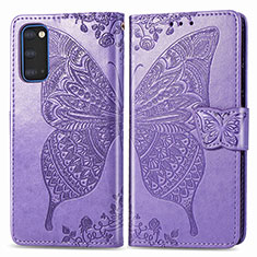 Leather Case Stands Butterfly Flip Cover Holder for Samsung Galaxy S20 5G Clove Purple