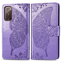 Leather Case Stands Butterfly Flip Cover Holder for Samsung Galaxy S20 FE 4G Clove Purple