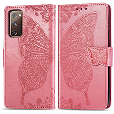 Leather Case Stands Butterfly Flip Cover Holder for Samsung Galaxy S20 FE 4G Hot Pink