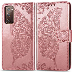 Leather Case Stands Butterfly Flip Cover Holder for Samsung Galaxy S20 FE 4G Pink