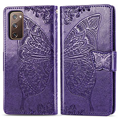 Leather Case Stands Butterfly Flip Cover Holder for Samsung Galaxy S20 FE 4G Purple