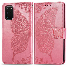 Leather Case Stands Butterfly Flip Cover Holder for Samsung Galaxy S20 Plus Hot Pink