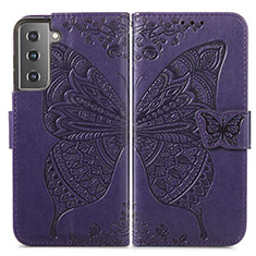 Leather Case Stands Butterfly Flip Cover Holder for Samsung Galaxy S24 5G Purple